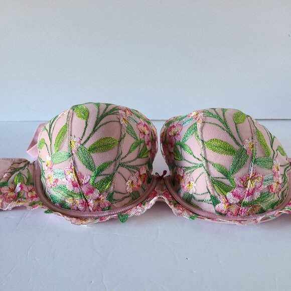 DREAM ANGELS VICTORIA'S SECRET-LILY EMBROIDERY PUSH-UP BRA -BLUSH PINK, 36DD - Picture 4 of 13